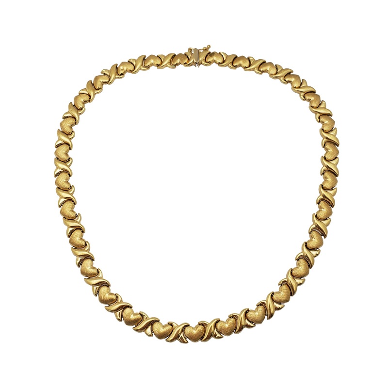 "X" & Heart Fancy Necklace (14K)