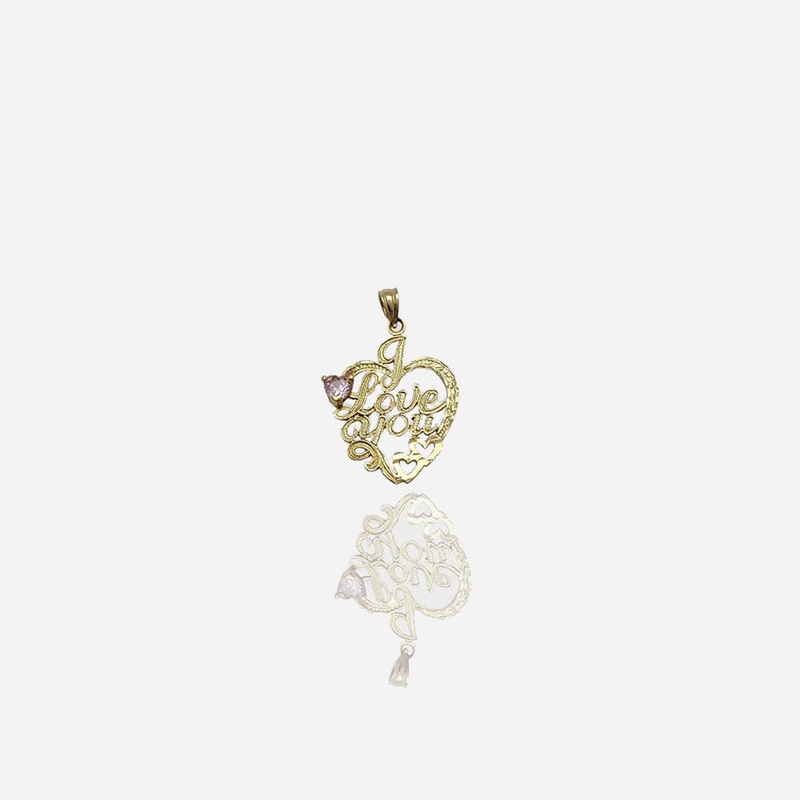 "I Love You" Heart Pendant (14K)