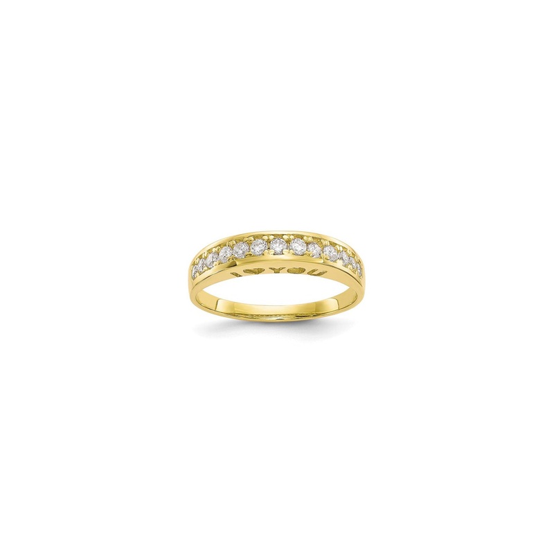 "I Love You" Single Row CZ Ring (10K)