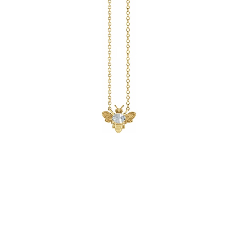 Bee Gemstone Charm Necklace