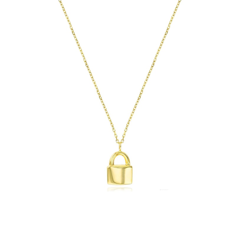 Cable-Link Lock Necklace (14K)