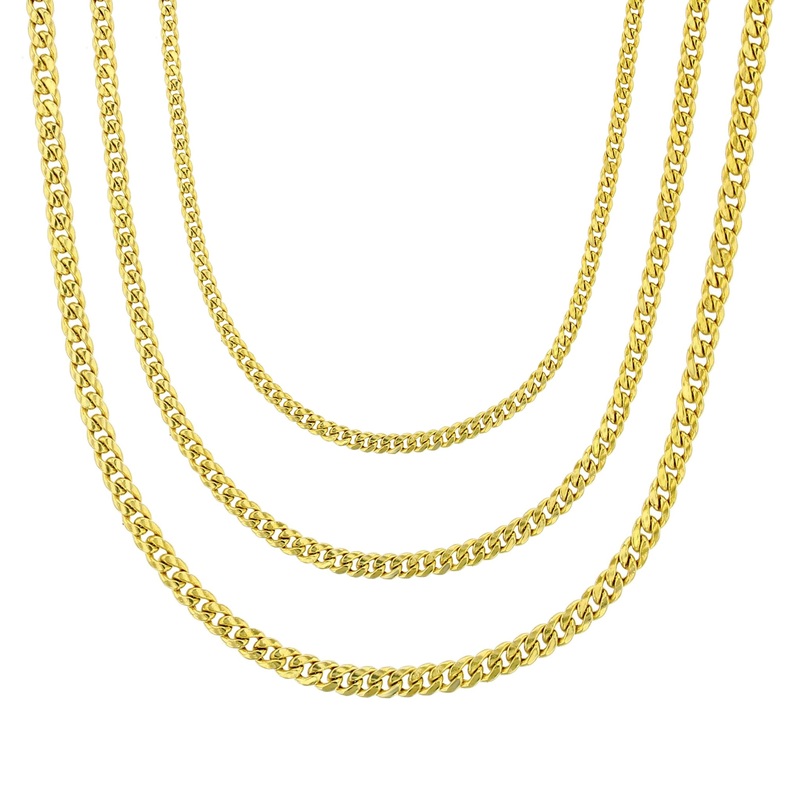 [Lobster Lock]  Lightweight/Hollow Miami Cuban Chain (14K)