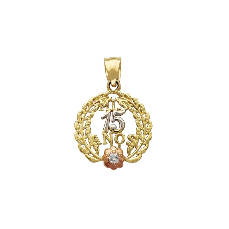 15 Quince-Aos Branches & Rose Pendant (14K)