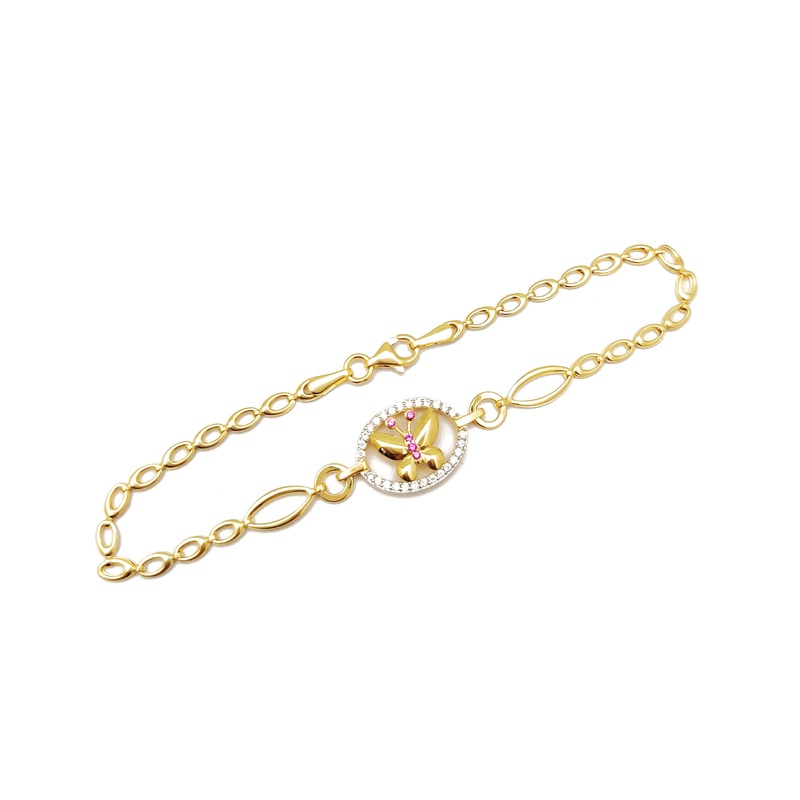 Butterfly Oval Cable Bracelet (14K).
