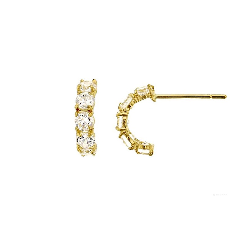 5-Stone Half Hoop Stud Earrings (14K)