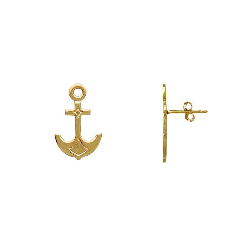 Anchor Stud Earrings (14K)