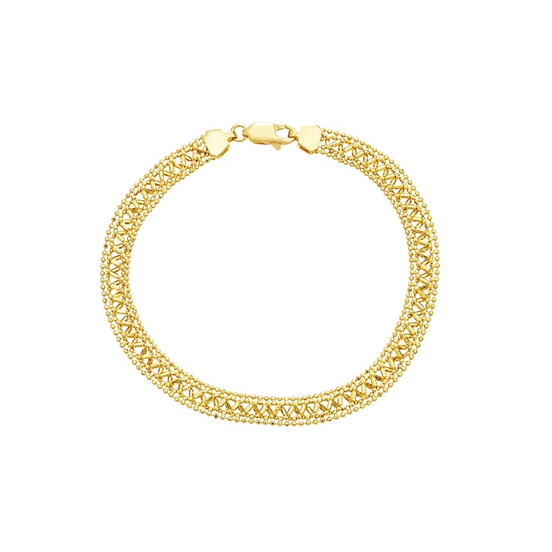 Beaded Zigzag Flat Bracelet (14K).