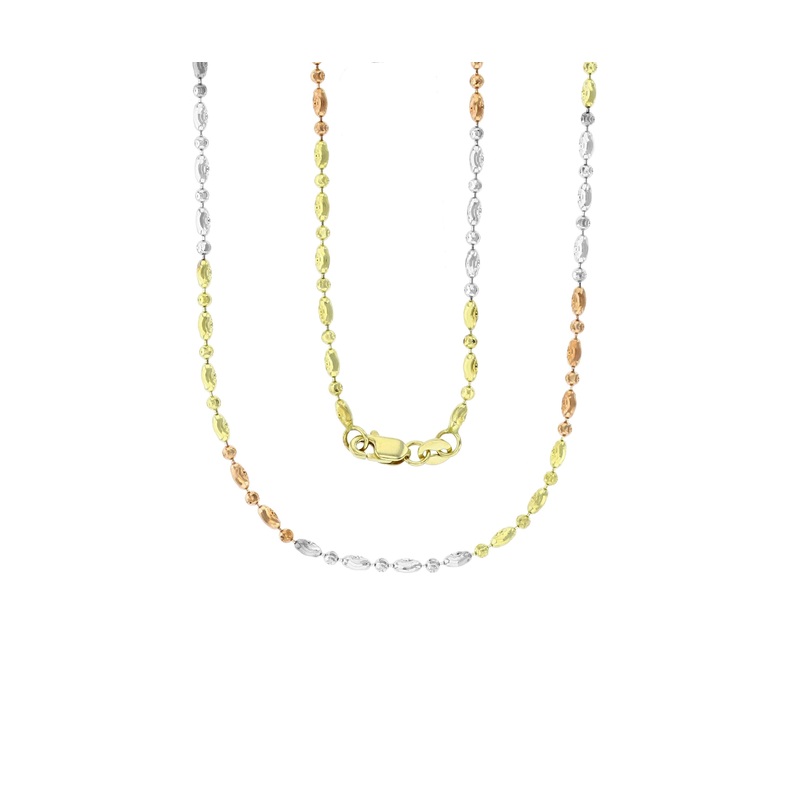 Tricolor Moon Cut Chain (14K)