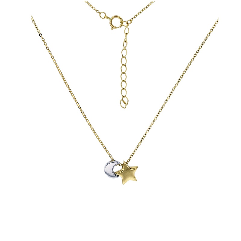 Two-tone Star & Moon Fancy Necklace (14K)
