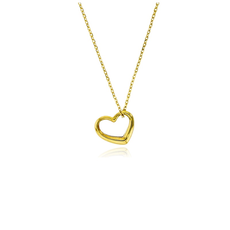Yellow Gold Open Heart Fancy Necklace (14K)