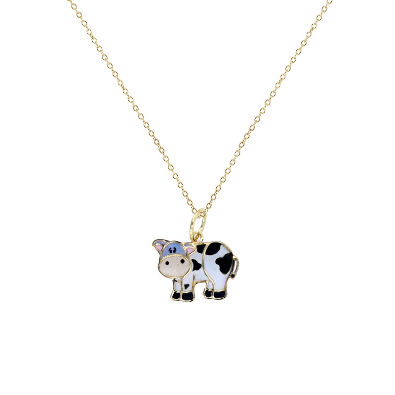 Colorful Cow Necklace (14K)