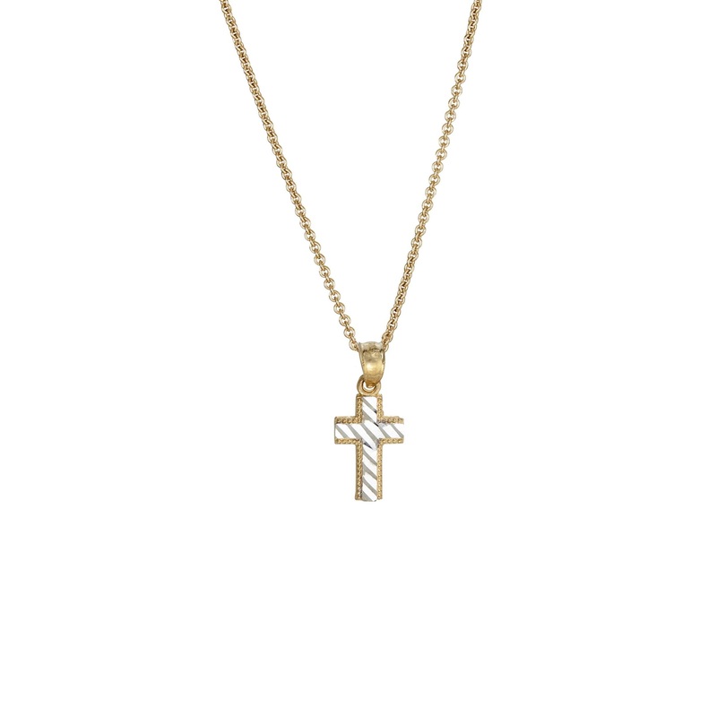Two-tone Diagonal Cross Fancy Necklace (14K)