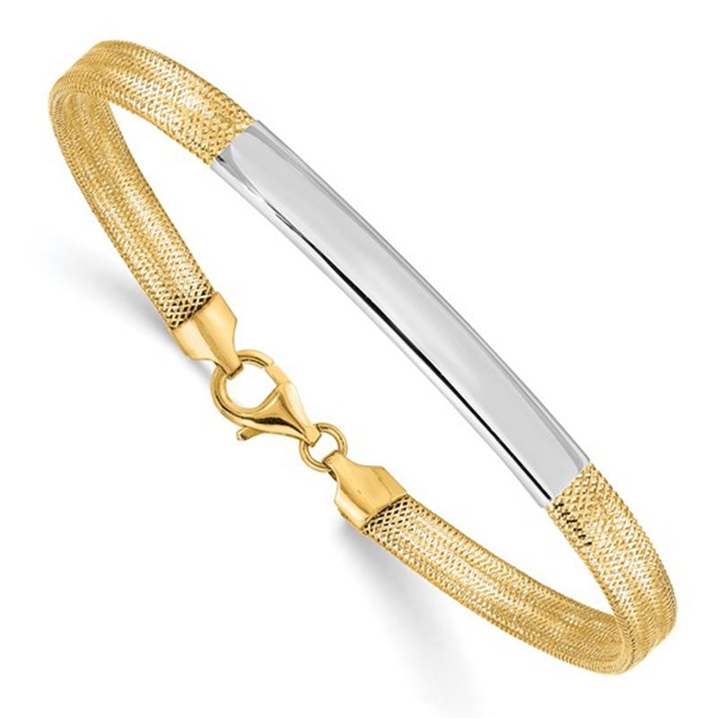 Two-Toned Bar Mesh Bracelet (14K)