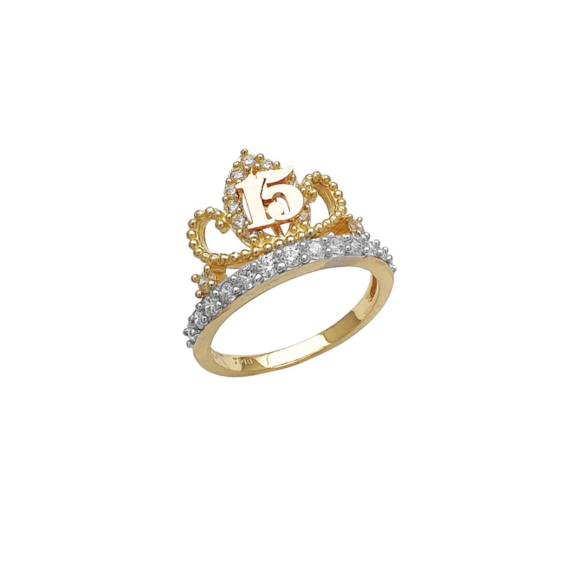 15 Years Quinceaera Tiara Ring (14K)