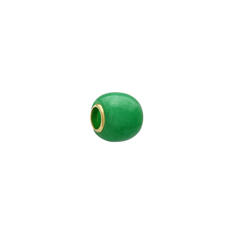 [5.5 mm] Jade Barrel Bead Charm Pendant (14K)