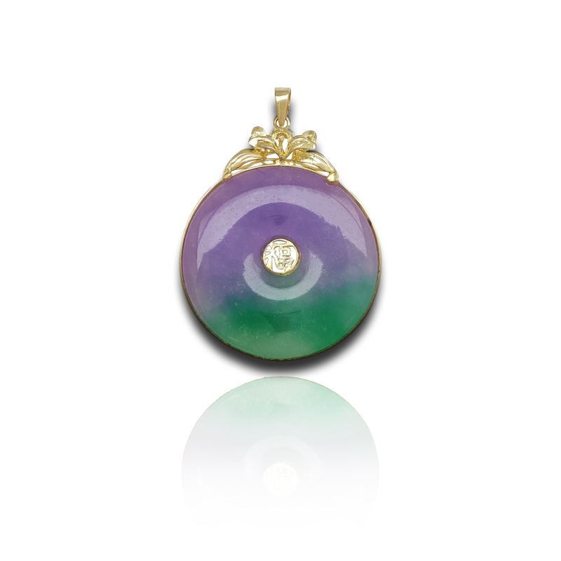 "Fortune & Happiness Jade" Disc Pendant (14K)