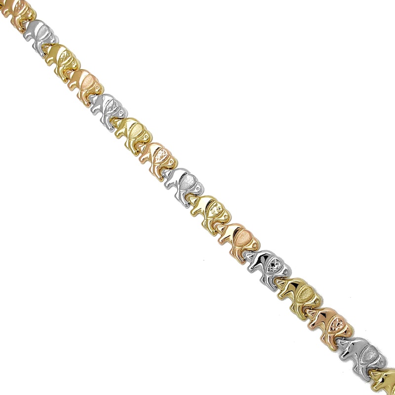 Tricolor Elephant Fancy Necklace (14K)