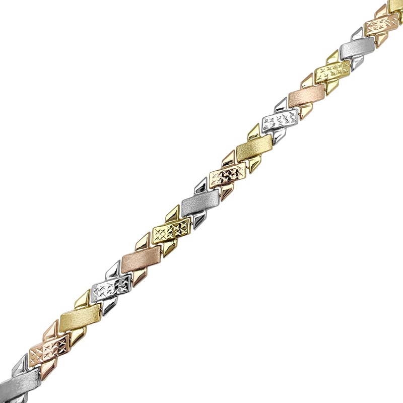Tricolor Matte & Faceted X Fancy Necklace (14K)