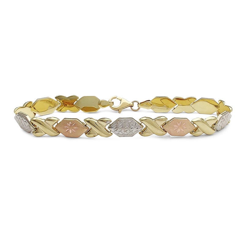 X & Hexagonal XO Fancy Bracelet (14K)