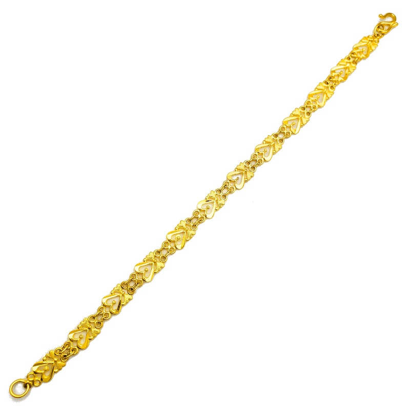 Diamond Cuts-Sandblasted Heart Bracelet (24K)