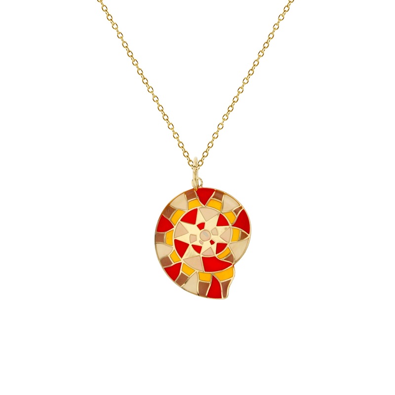 Enameled-Snail Shell Fancy Necklace (14K)