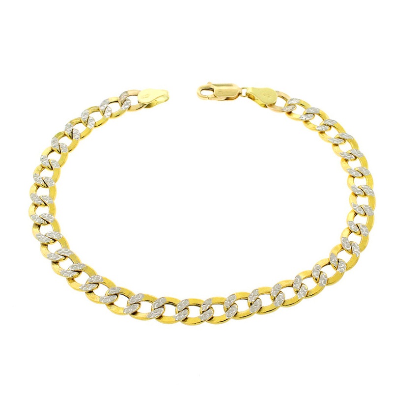 [Lightweight] Two-tone Italian Cuban Bracelet (14K)