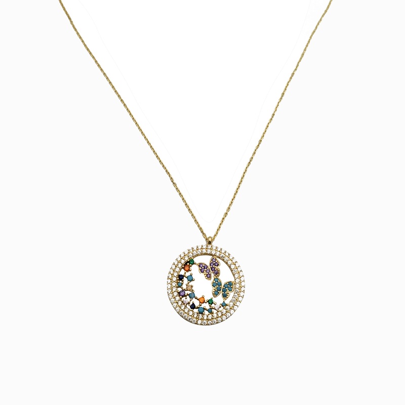Yellow Gold Butterfly Charm Fancy Necklace (14K)