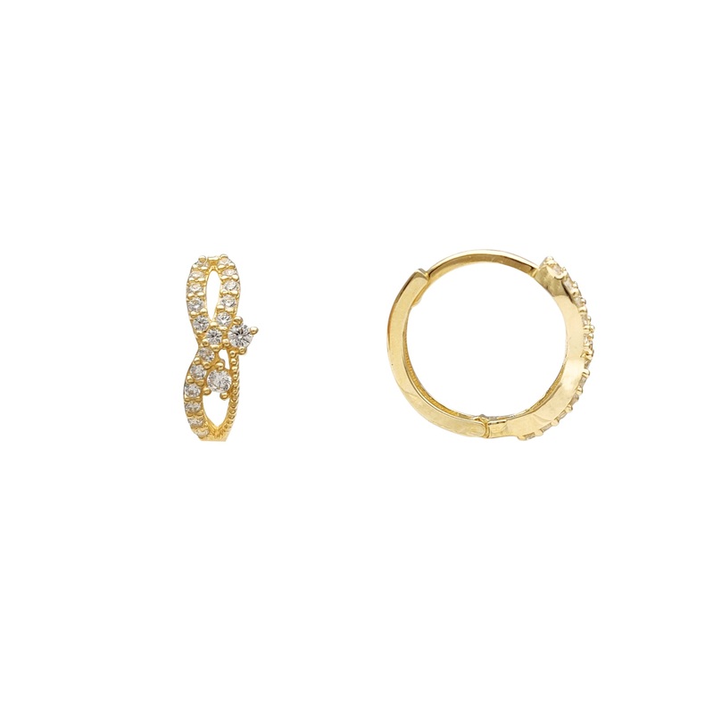 Zirconia Figure-8 Huggie Earrings (14K)
