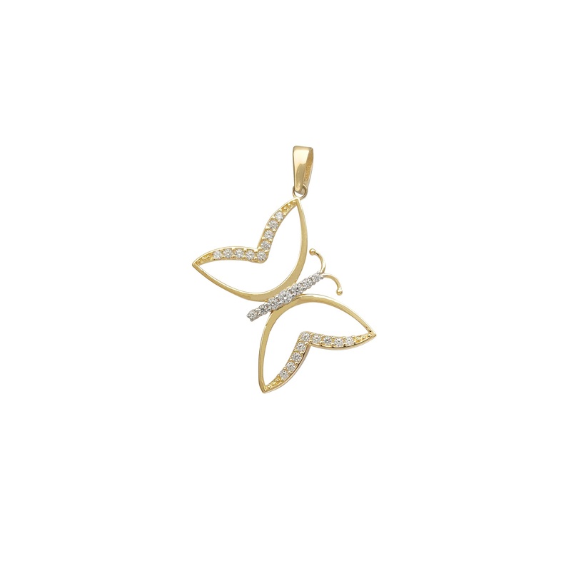 Zirconia Outline Butterfly Pendant (14K)
