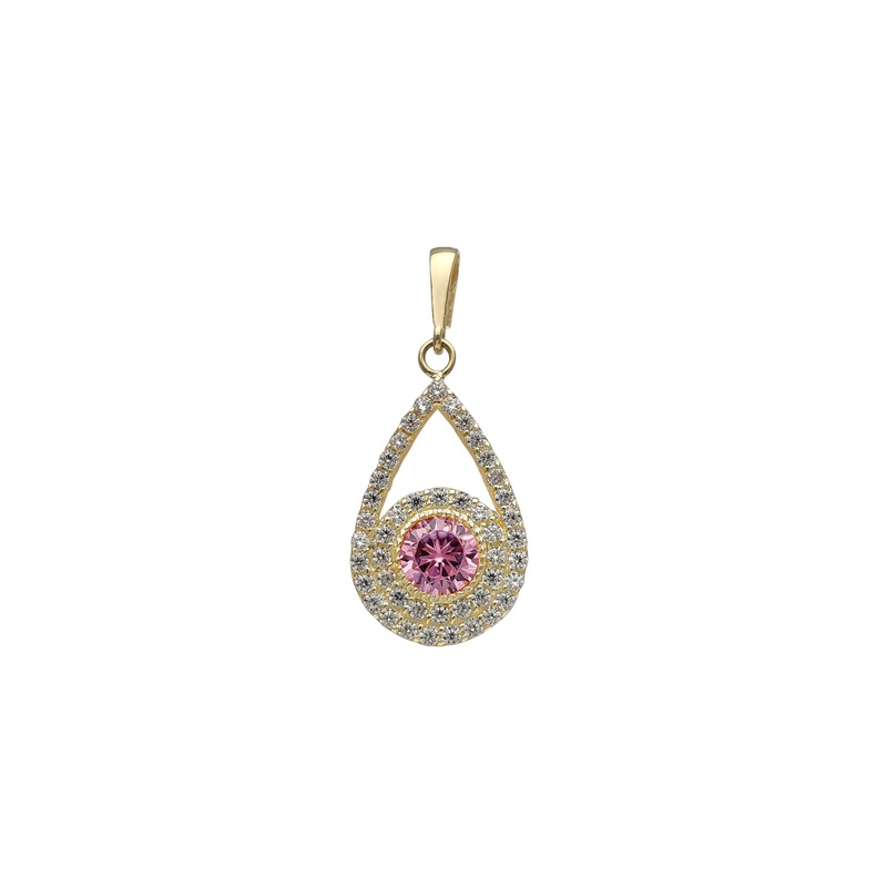 Zirconia Teardrop Pendant (14K)