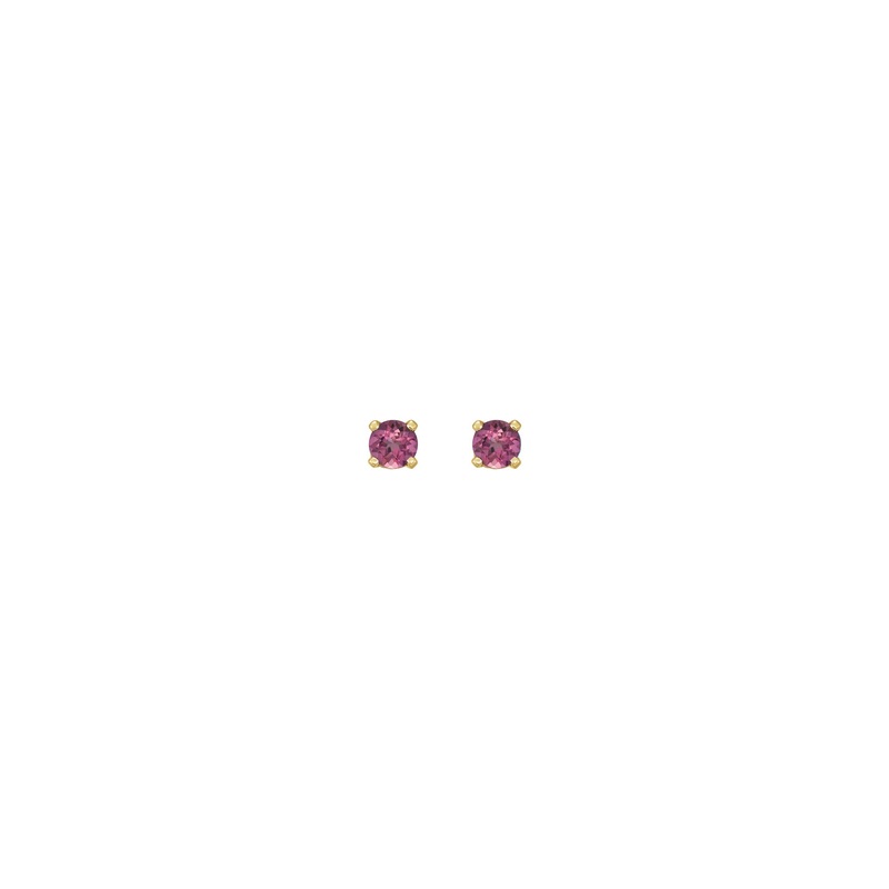 3 mm Round Natural Pink Tourmaline Stud Earrings (14K)