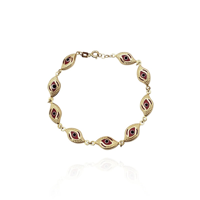 Chained Evil Eyes Bracelet (14K).