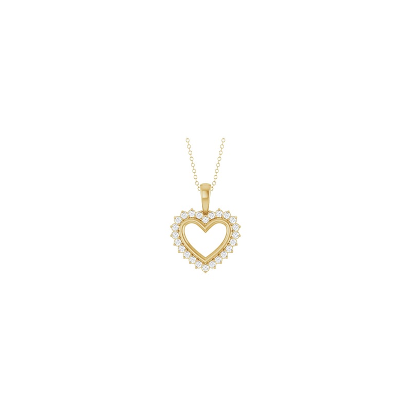 White Diamond Halo Heart Outline Necklace