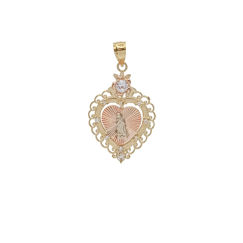 Zirconia Virgin Mary Heart Pendant (14K)